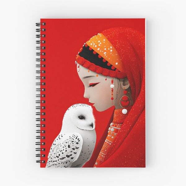 Item preview, Young Girl with Owl in Vibrant Red Attire designed and sold by Artessie.