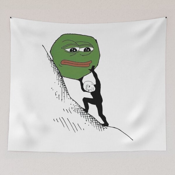 Item preview, Wojak Pepe Sisyphus Meme   designed and sold by Kathleenblairo.