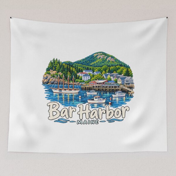 Item preview, Hand Drawn Bar Harbor Maine Travel Souvenir Landmark Gift designed and sold by MichaeIRellov.
