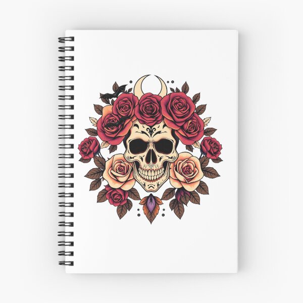 Item preview, Vintage Skull, Orange Roses & Crescent Moon Art designed and sold by EG Creativity Art.