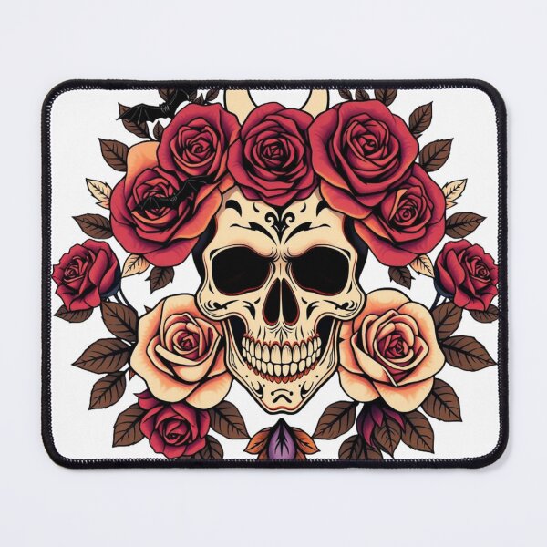 Item preview, Vintage Skull, Orange Roses & Crescent Moon Art designed and sold by EG Creativity Art.