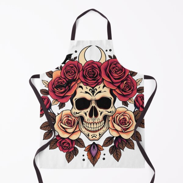 Item preview, Vintage Skull, Orange Roses & Crescent Moon Art designed and sold by EG Creativity Art.