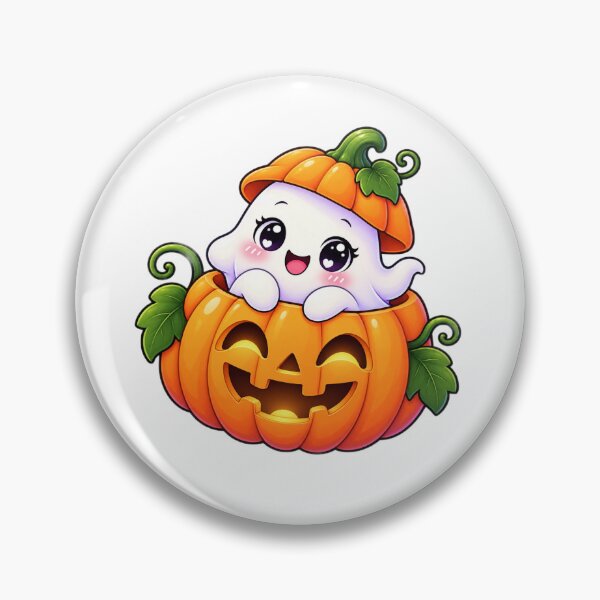 Item preview, Cute Kawaii Ghost in Pumpkin Halloween Jack O Lantern designed and sold by Pixanova.