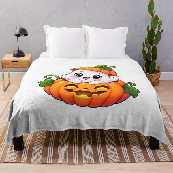 Item preview, Cute Kawaii Ghost in Pumpkin Halloween Jack O Lantern designed and sold by Pixanova.