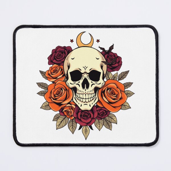 Item preview, Vintage Skull, Orange Roses & Crescent Moon Art designed and sold by EG Creativity Art.