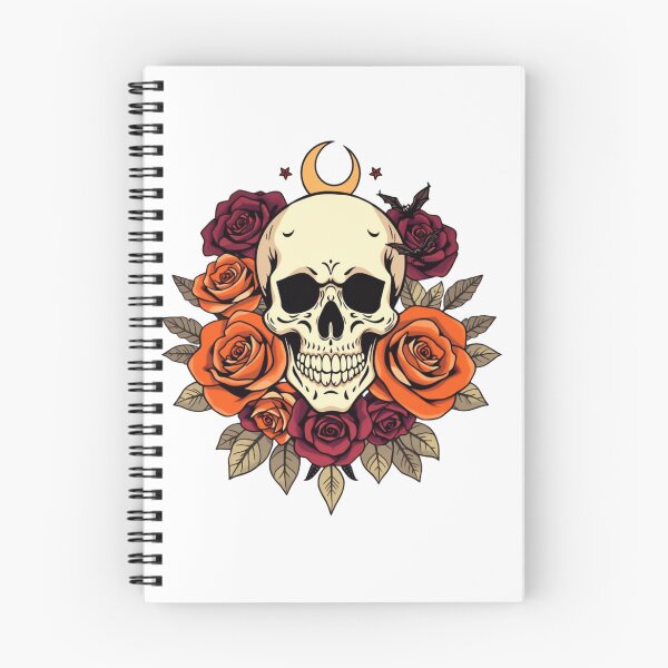 Item preview, Vintage Skull, Orange Roses & Crescent Moon Art designed and sold by EG Creativity Art.