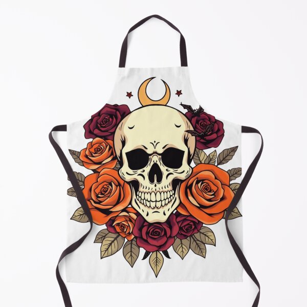 Item preview, Vintage Skull, Orange Roses & Crescent Moon Art designed and sold by EG Creativity Art.