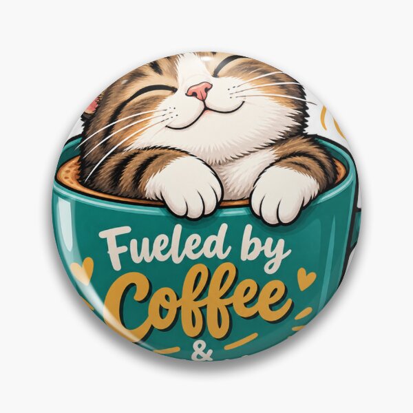 Item preview, Fueled by Coffee & Good Vibes – Cute Cat Coffee Sticker designed and sold by NestTshirt.