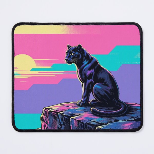 Item preview, Neon Black Panther – Synthwave Sunset Wildlife Illustration designed and sold by Dogandesighn.