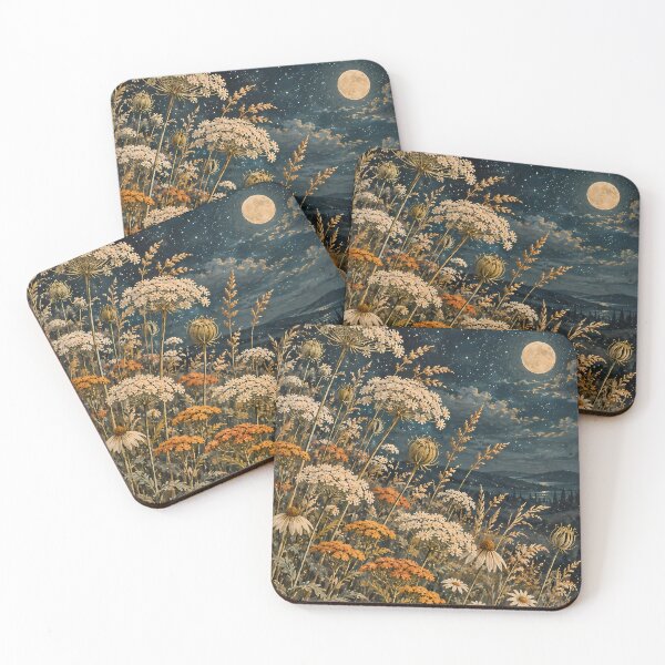Item preview, Dark Botanical Wildflower Meadow Under Full Moon Oil designed and sold by Jozefin's Studio.