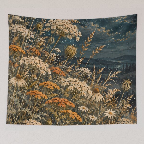 Item preview, Dark Botanical Wildflower Meadow Under Full Moon Oil designed and sold by Jozefin's Studio.