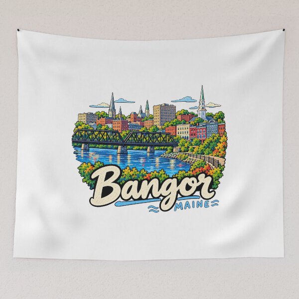 Item preview, Hand Drawn Bangor Maine Travel Souvenir Landmark Gift designed and sold by MichaeIRellov.