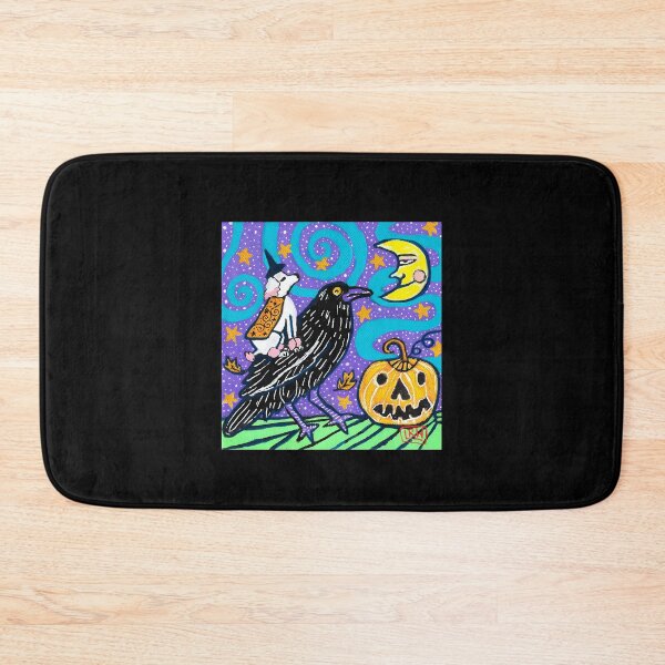 Item preview, Cute Dog Witch Riding Giant Crow Primitive Folk Art designed and sold by NitikaNadkarni.