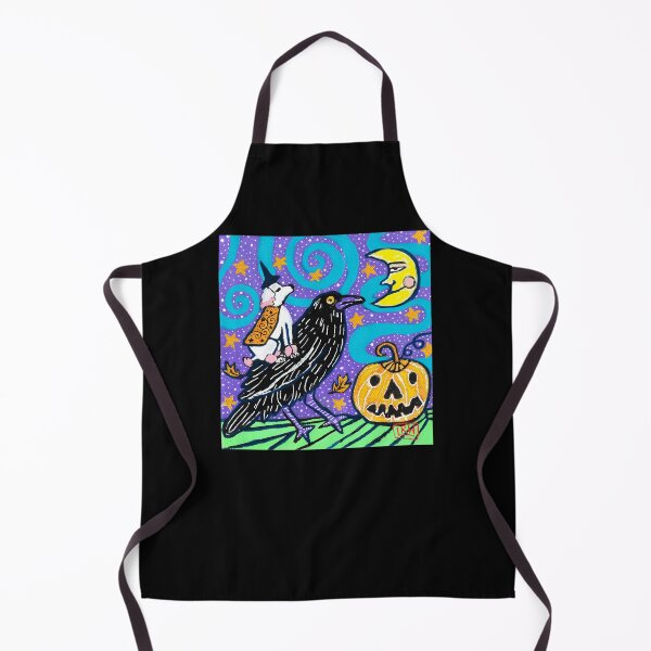 Item preview, Cute Dog Witch Riding Giant Crow Primitive Folk Art designed and sold by NitikaNadkarni.