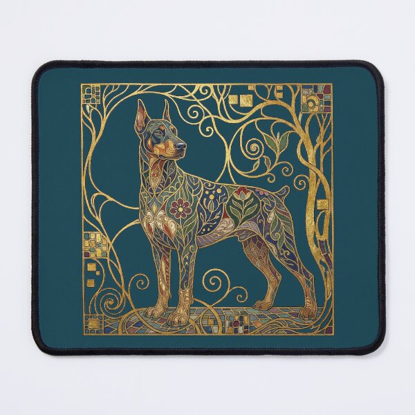 Item preview, Vienna Secession Doberman Pinscher Art Print: Gilded Art Nouveau Dog Art designed and sold by FreiherrPK.