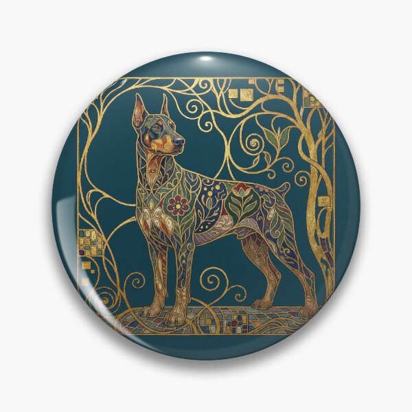 Item preview, Vienna Secession Doberman Pinscher Art Print: Gilded Art Nouveau Dog Art designed and sold by FreiherrPK.