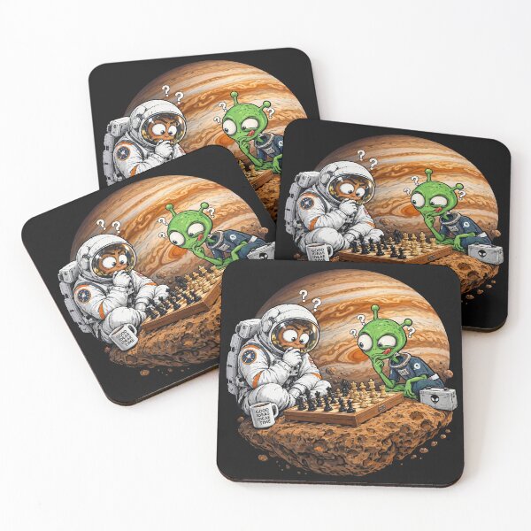 Item preview, Funny Astronaut vs Alien Chess Game in Space - Jupiter Asteroid designed and sold by Ibrahimhema5.