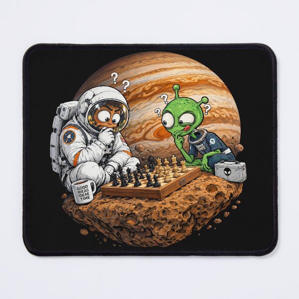 Item preview, Funny Astronaut vs Alien Chess Game in Space - Jupiter Asteroid designed and sold by Ibrahimhema5.