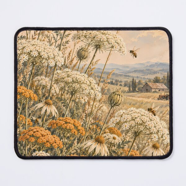 Item preview, Vintage Meadow Wildflower Oil Painting Bees Farm designed and sold by Jozefin's Studio.