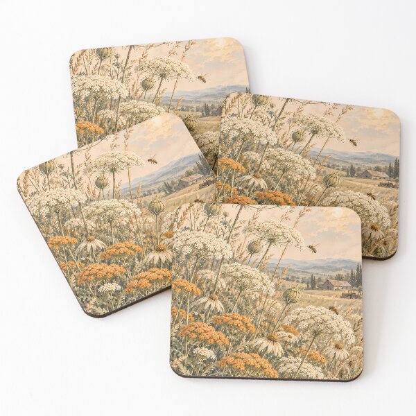 Item preview, Vintage Meadow Wildflower Oil Painting Bees Farm designed and sold by Jozefin's Studio.