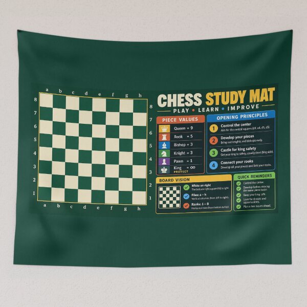 Item preview, Chess Study Mat – Playable Board & Beginner Guide designed and sold by astersgraphics.