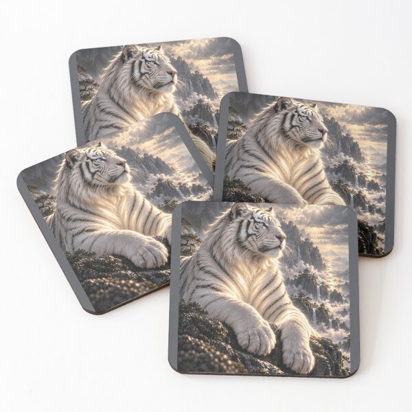 Item preview, White Tiger in Snowy Mountains – Majestic Wildlife Art designed and sold by ManJiangHong.