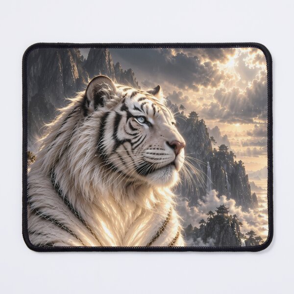 Item preview, White Tiger in Snowy Mountains – Majestic Wildlife Art designed and sold by ManJiangHong.