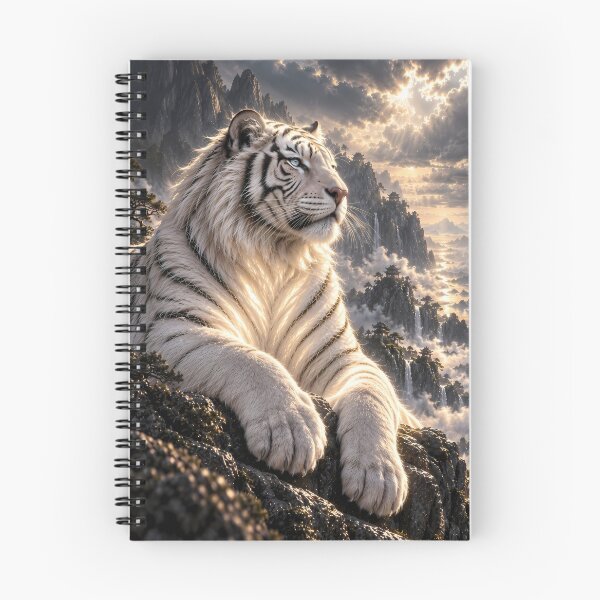 Item preview, White Tiger in Snowy Mountains – Majestic Wildlife Art designed and sold by ManJiangHong.