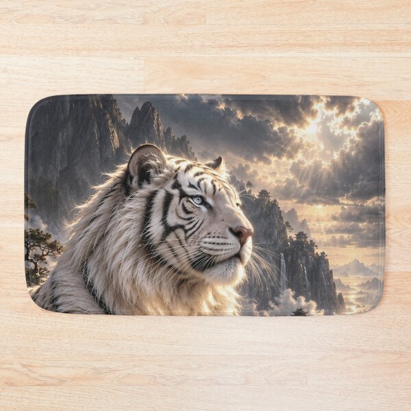 Item preview, White Tiger in Snowy Mountains – Majestic Wildlife Art designed and sold by ManJiangHong.