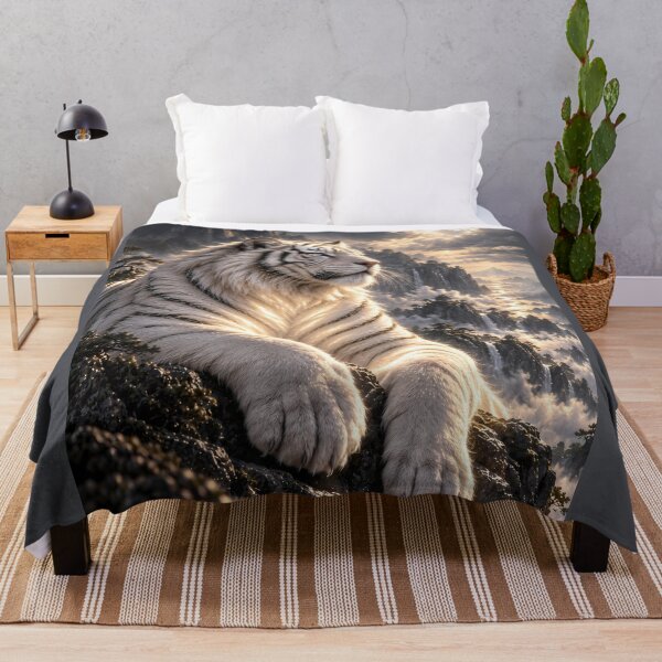 Item preview, White Tiger in Snowy Mountains – Majestic Wildlife Art designed and sold by ManJiangHong.