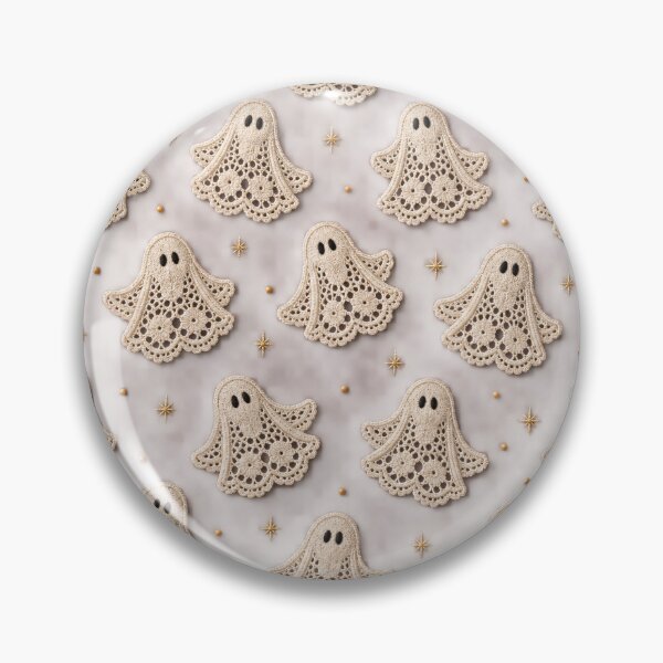 Item preview, Cute Crochet Ghosts on Dusty Mauve – Coquette Halloween Pattern designed and sold by Kaleidoscope Print.