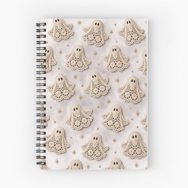 Item preview, Cute Crochet Ghosts on Dusty Mauve – Coquette Halloween Pattern designed and sold by Kaleidoscope Print.