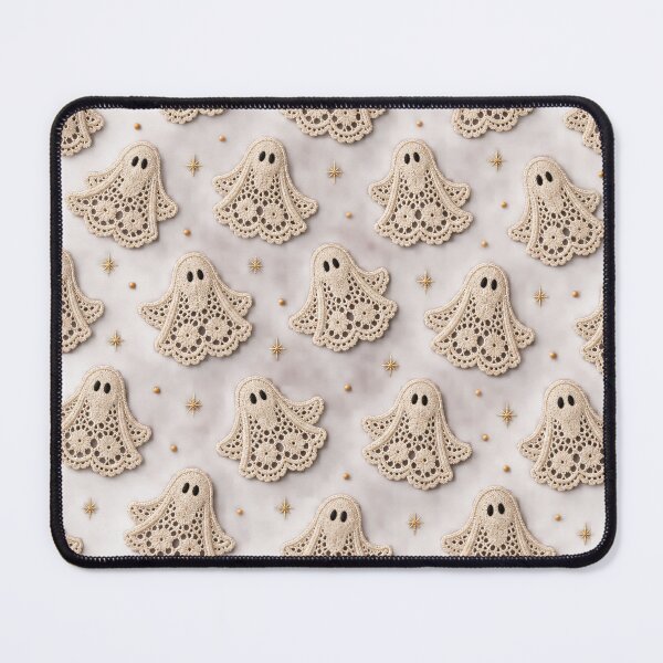 Item preview, Cute Crochet Ghosts on Dusty Mauve – Coquette Halloween Pattern designed and sold by Kaleidoscope Print.