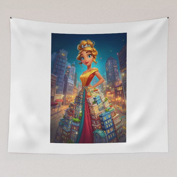 Item preview, Whimsical Cityscape Dress Design at Night designed and sold by Artessie.
