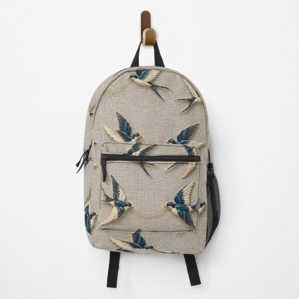 Item preview, Blue Swallows Carrying Golden Threads – Elegant Vintage Bird Pattern designed and sold by Kaleidoscope Print.