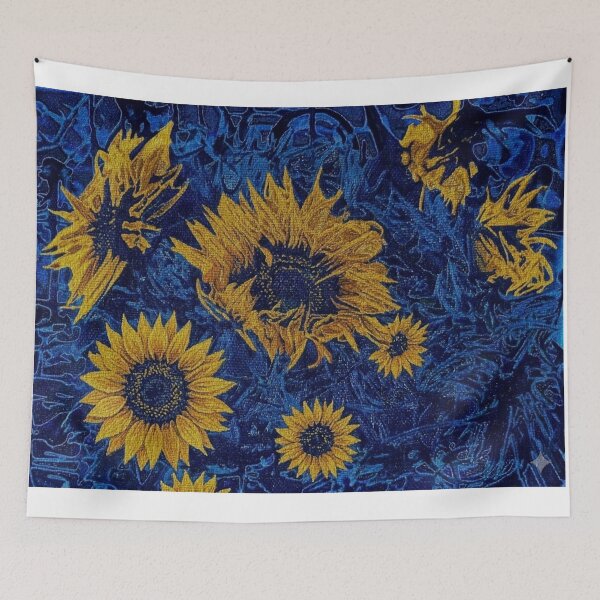 Item preview, • Cobalt Blue and Yellow Sunflower Abstract Tapestry Pattern designed and sold by LuxuryApparels.