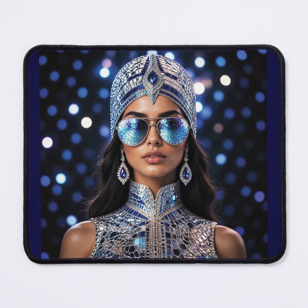 Item preview, Futuristic Middle Eastern Woman in Mosaic Headdress variation 3 designed and sold by Lucia Amaris Art.