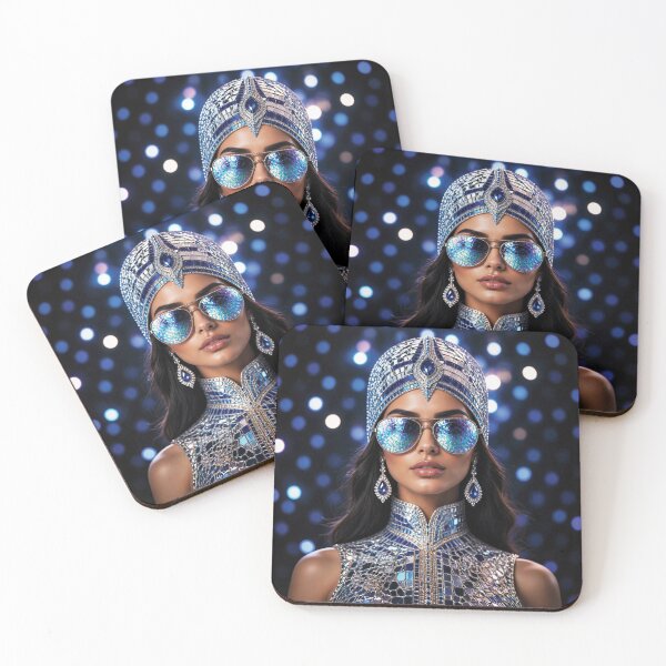 Item preview, Futuristic Middle Eastern Woman in Mosaic Headdress variation 3 designed and sold by Lucia Amaris Art.