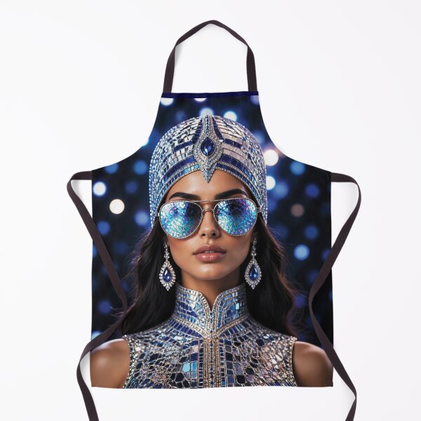 Item preview, Futuristic Middle Eastern Woman in Mosaic Headdress variation 3 designed and sold by Lucia Amaris Art.