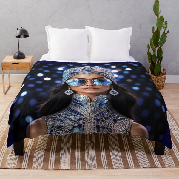 Item preview, Futuristic Middle Eastern Woman in Mosaic Headdress variation 3 designed and sold by Lucia Amaris Art.