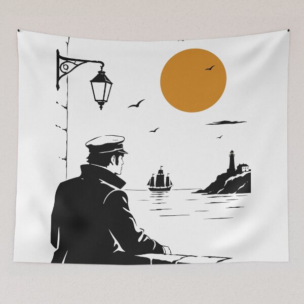 Item preview, Beyond the Horizon | Mediterranean Sailor | European Comic Inspired | Nautical Adventure Print | Vintage Maritime Art designed and sold by Studio pod Burom.