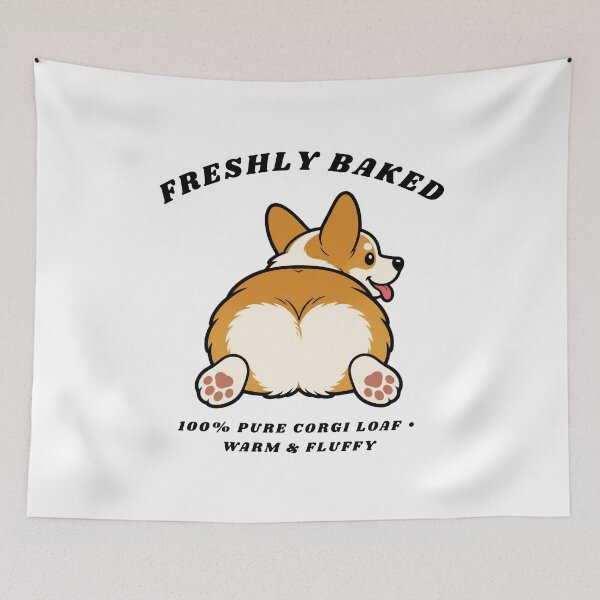 Item preview, Corgi Butt Freshly Baked Loaf Sploot Funny Dog Retro Sticker Art designed and sold by wildsilencee.