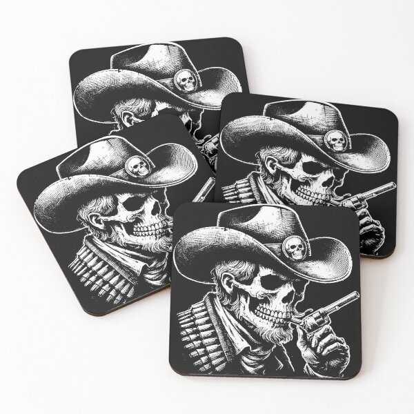 Item preview, Dark Art Skull Cowboy Skeleton Vintage Sheriff Tattoo designed and sold by MORSPECTIVE.