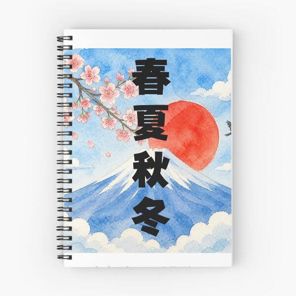 Item preview, Shunka Shuutou - Four Seasons | Watercolor Mount Fuji & Red Sun | Japanese Design designed and sold by JapanMemoir.