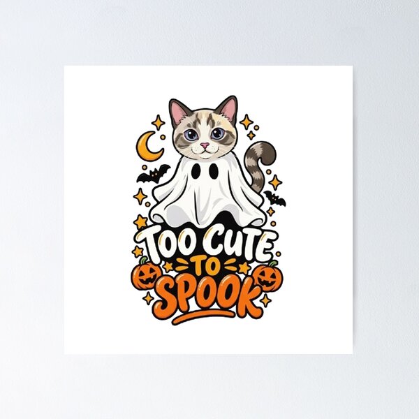 Item preview, Too Cute to Spook Cute Ghost Cat Halloween Costume designed and sold by PetalsPaws.