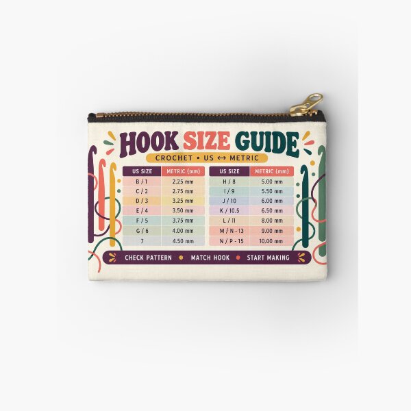 Item preview, Hook Size Guide – Crochet US to Metric Zipper Pouch designed and sold by astersgraphics.