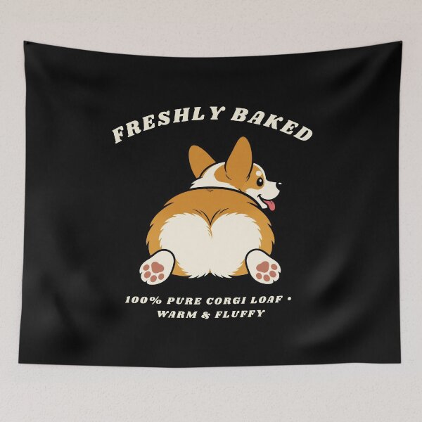 Item preview, Corgi Butt Freshly Baked Loaf Sploot Funny Dog Retro Sticker Art designed and sold by wildsilencee.