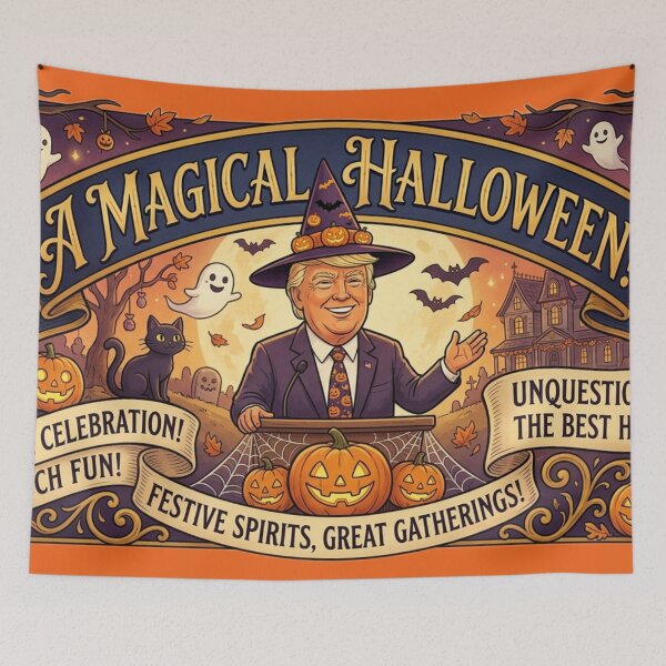 Item preview, Funny Halloween Trump Spooky Speech Illustration designed and sold by ChinzorigBAY.