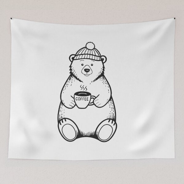 Item preview, Polar Bear with Coffee Cute Winter Gift 1 designed and sold by OneLine Studio.