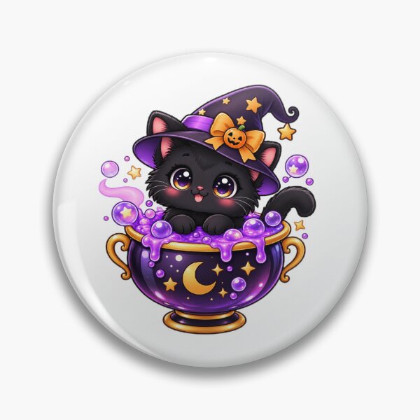 Item preview, Cute Black Cat Magic Cauldron Halloween designed and sold by Pixanova.
